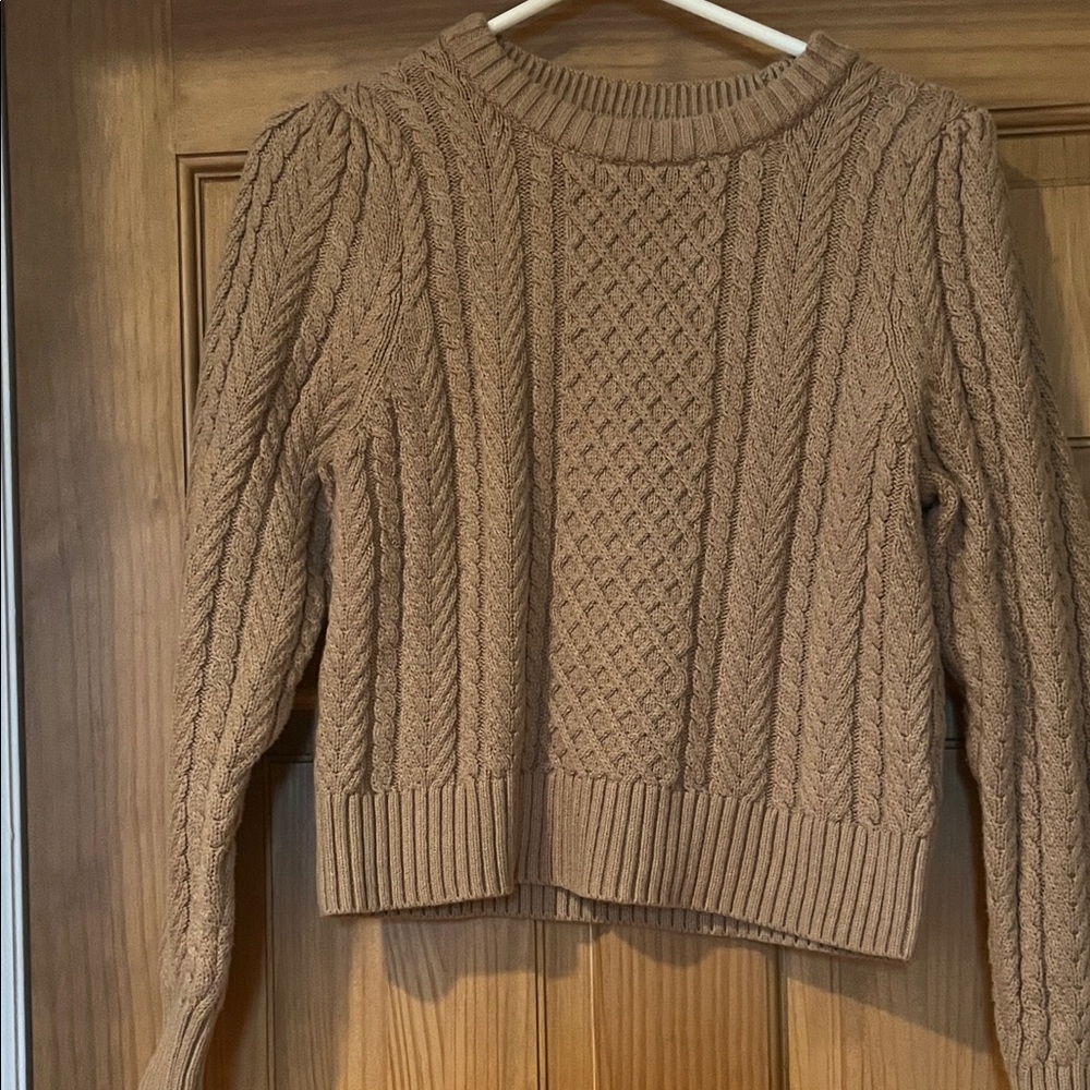 J. Crew Cable Knit Camel Sweater